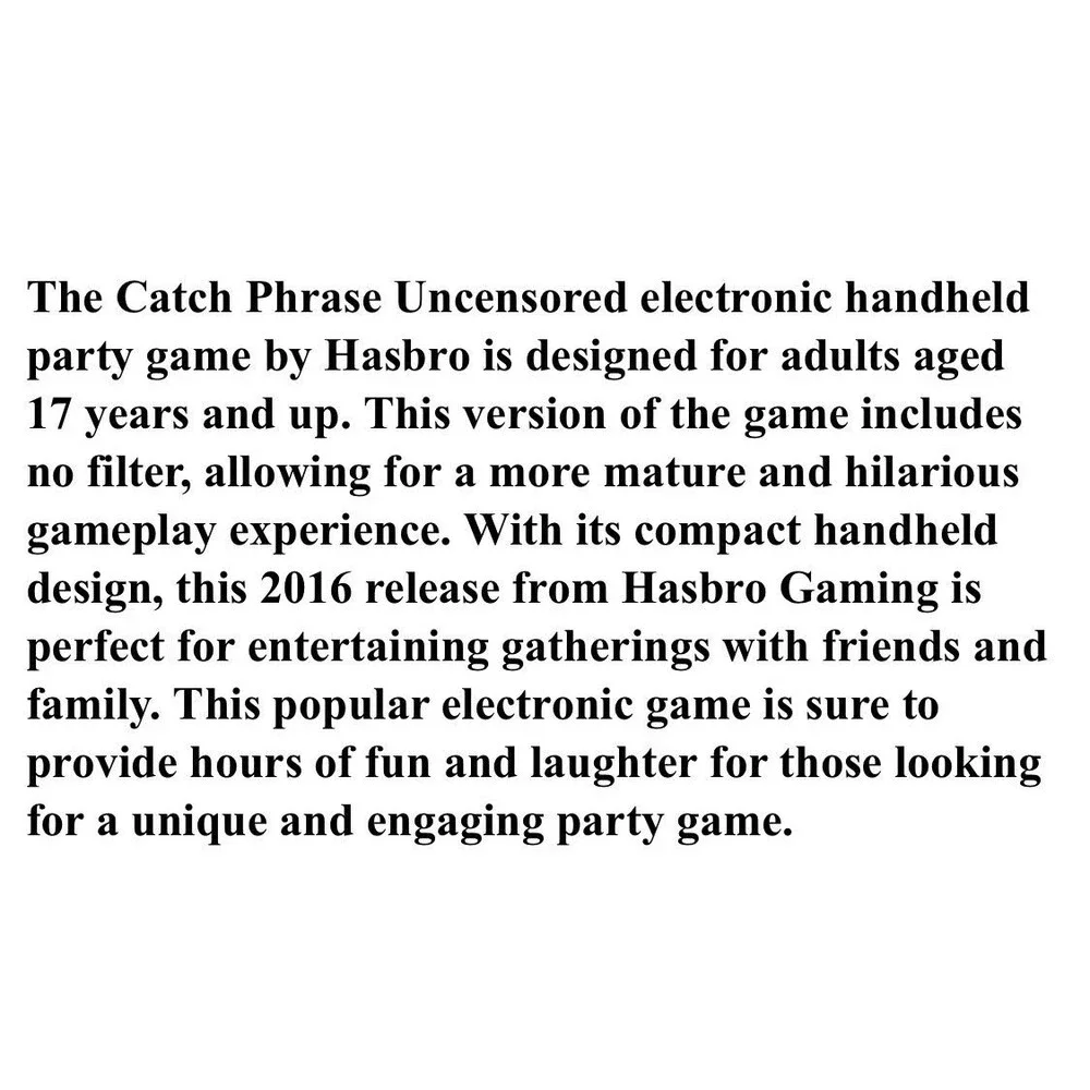 Catch Phrase Uncensored No Filter NEW Adult Electronic Handheld Party Game Red